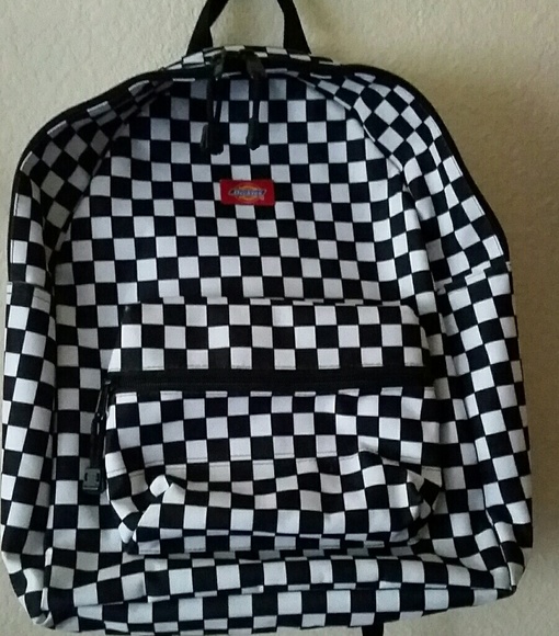 black and white checkered backpack